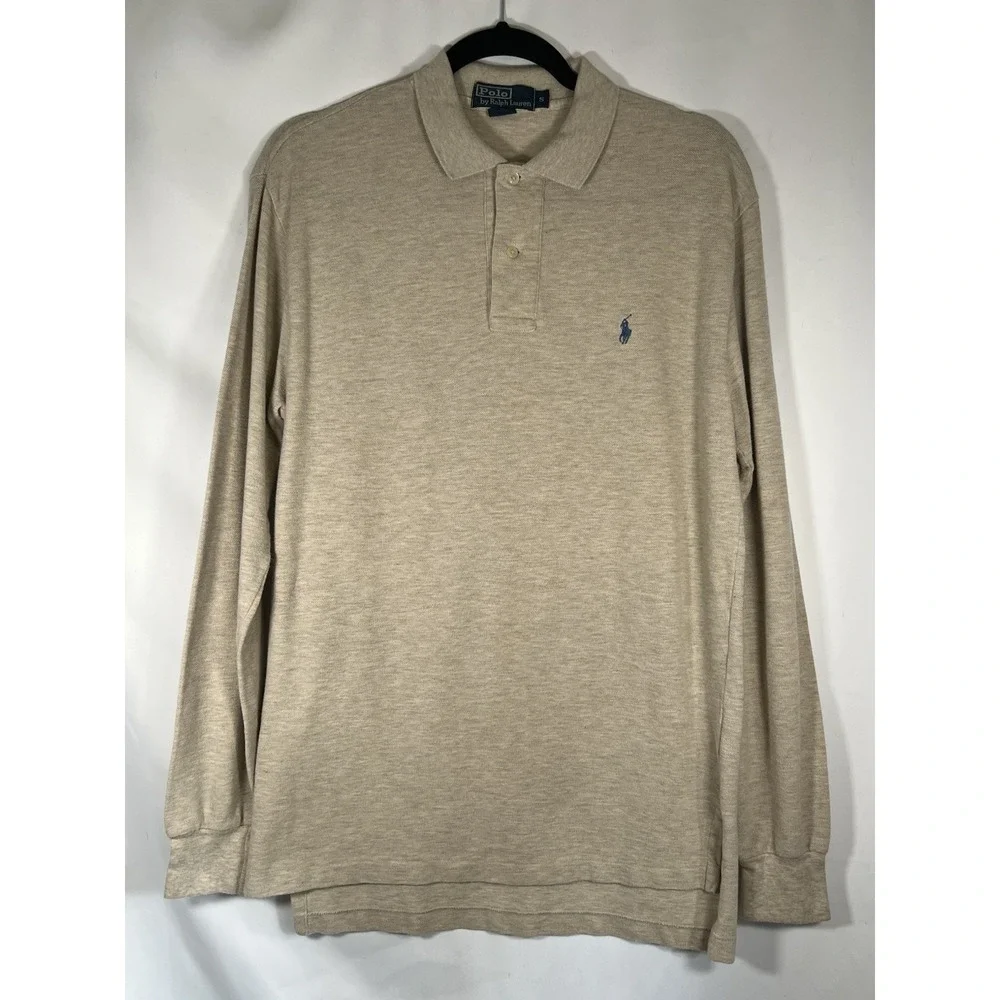 Men's Polo Ralph Lauren Tan Long Sleeve Pull Over Size S Classic Quiet Luxury